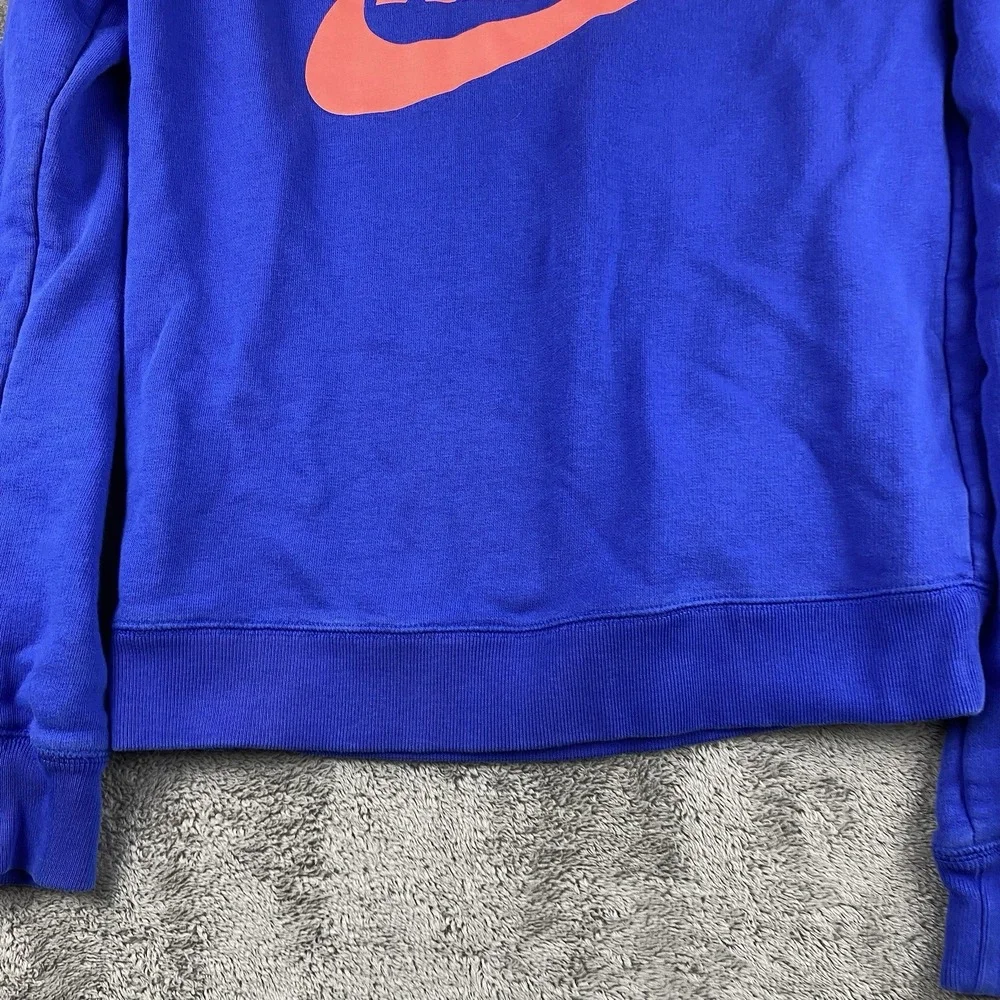 Nike Crewneck Sweatshirt Peach-Pink Lettering Logo Womens Small Blue